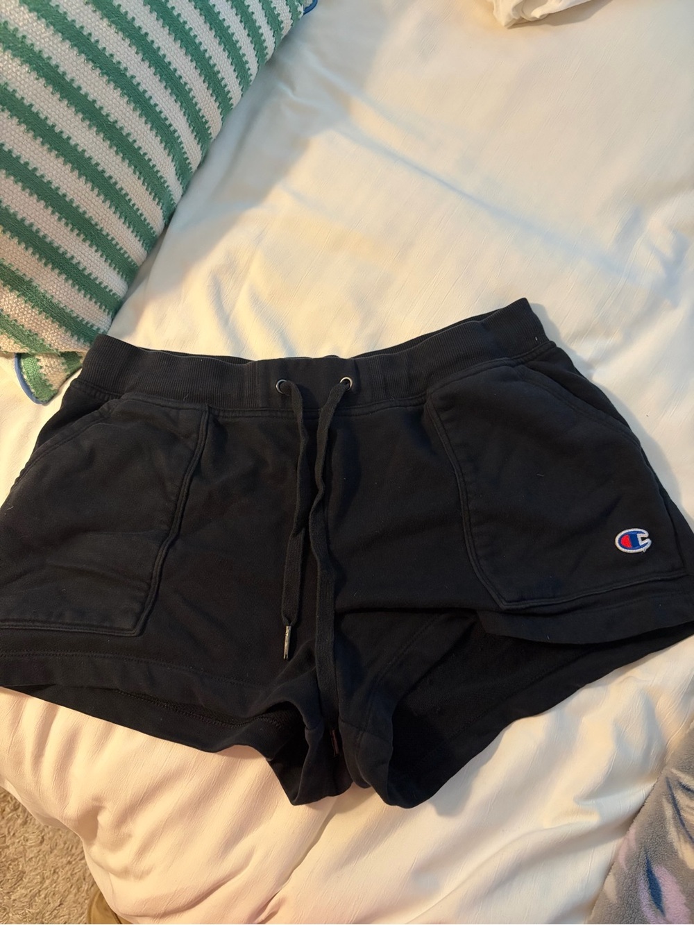 Champion Women's Black Cotton Drawstring Shorts